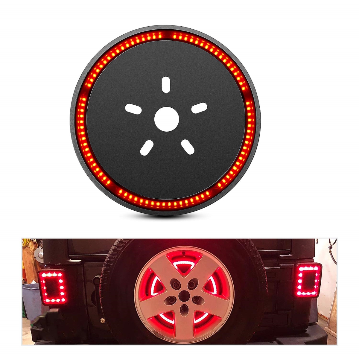 tek NT79732 UNO1RC Nilight Spare Tire Brake Light Wheel Light 3rd Third Brake Light Rear Lights for Wrangler 2007-2018 JK JKU YJ TJ Red Light
