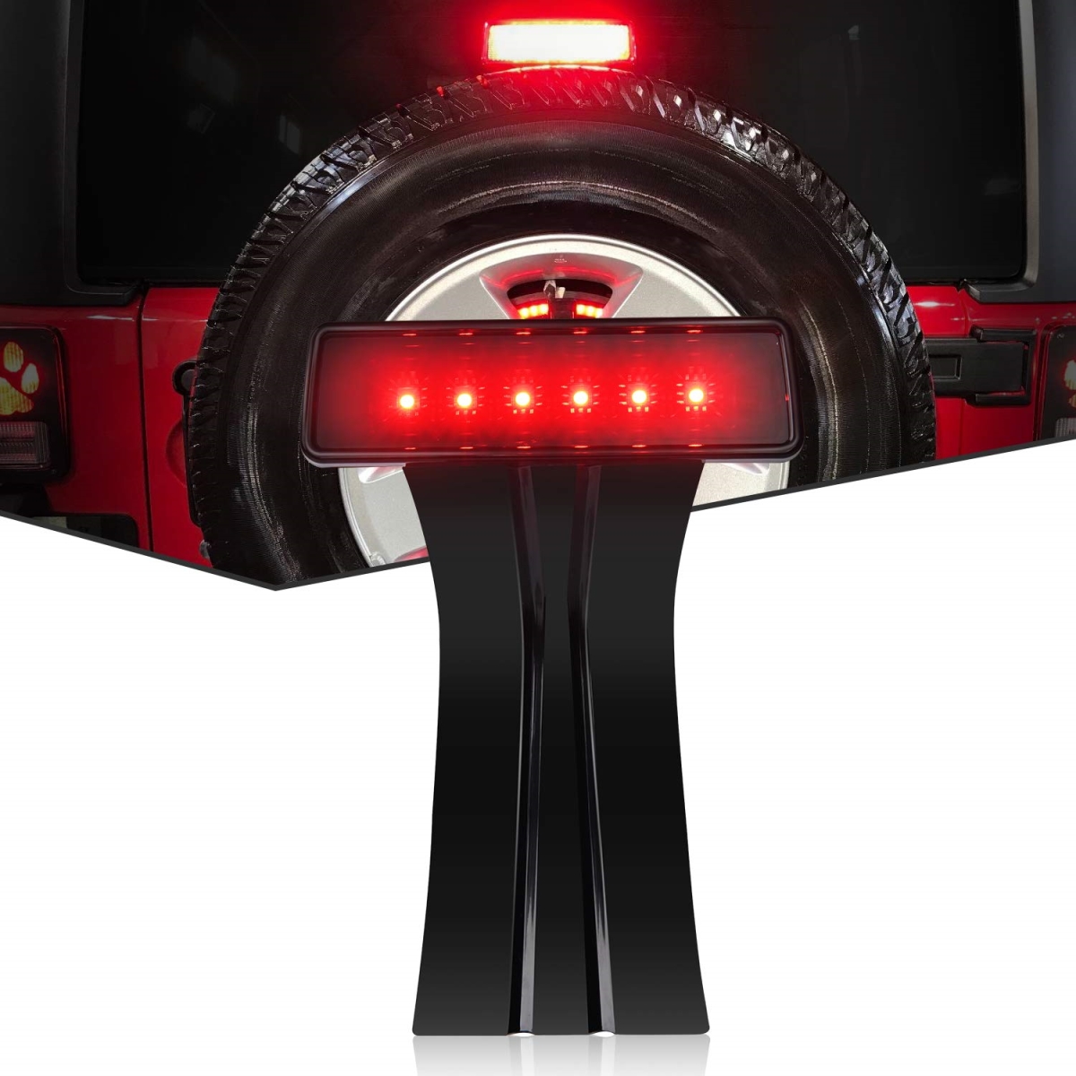tek NT79869 UNO1RC Nilight LED Third Brake Lights High Mount Stop Tail Light with Smoked Lens for 2007-2018 Wrangler JK