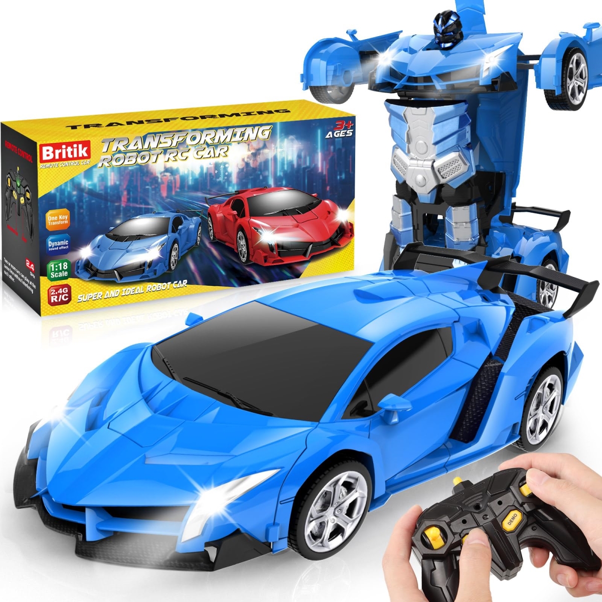 tek NT81922 UNO1RC Transform Remote Control Car Toy for Kids 4-8, Remote Control Car for Boys 4-7, Transform Cars for Boys 4-6
