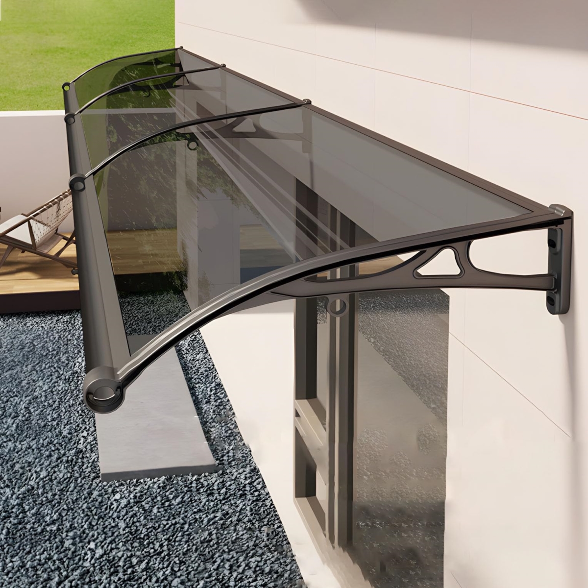 tek NT82999 Front Doors & Windows Overhang Awning Canopy with Aluminum Bracket for Sun Shutter, UV & Rain