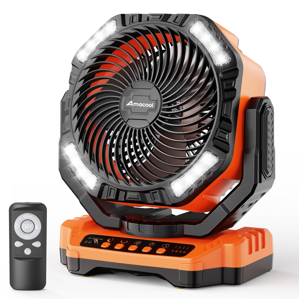 tek NT74264 12 in. 40000mAh Auto Oscillating Battery Powered Rechargeable & Portable Camping Fan with Light & Remote for Tent