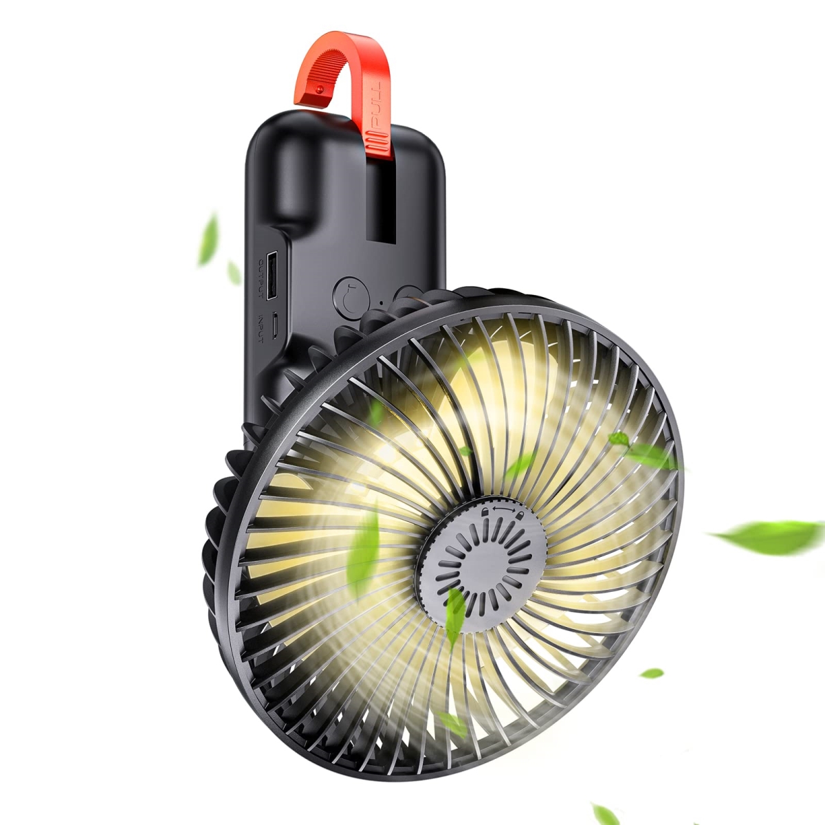 tek NT75926 SmartDevil Rechargeable & Portable Battery Operated Camping Fan with LED Lights, Hanging Hook & 180 deg Rotation