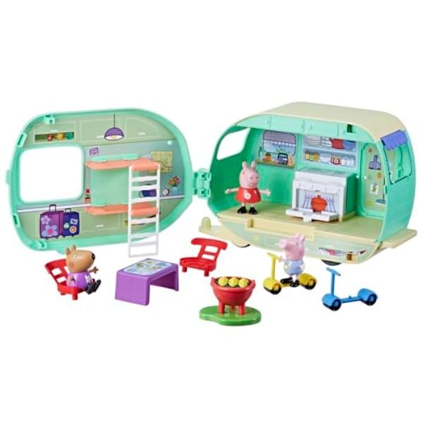 tek NT76412 UNO1RC Peppa Pig Caravan Playset for Girls & Boys, 3 Figures, 6 Accessories, Preschool Toys, Kids Gifts, Ages 3 Plus