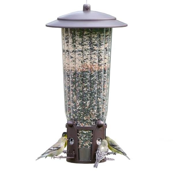tek NT76549 Perky-Pet 334-1SR Squirrel-Be-Gone Max Large Wild Bird Feeder with Flexports & Weight-Activated Perches - 4 lbs Seed Capacity