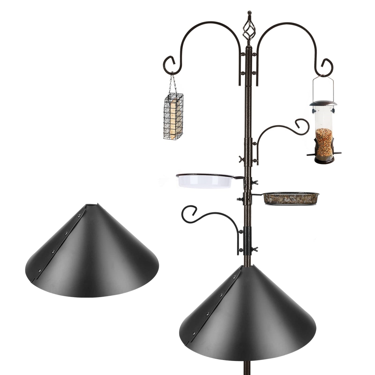 tek NT76628 Deluxe Wild Bird Feeding Station Kit with Multi Feeder, Suet Cage, Planter Hanger & Squirrel Guard Baffle for Attracting Birds