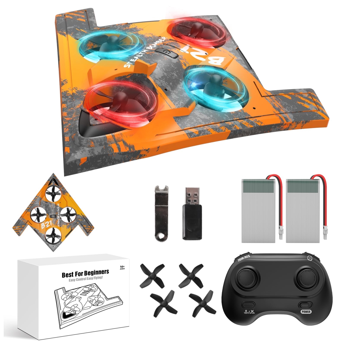 tek  LM19-C 2.4GHz RC Remote Control Airplane Stealth Fighter Jet with 2 Batteries, Altitude Hold, Headless Mode, 3D Flip for Boys & Girls