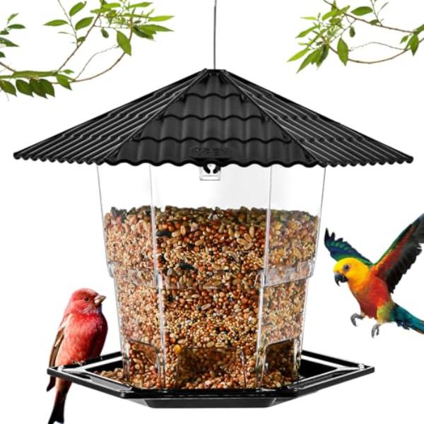 tek NT77985 Outdoor Hanging Bird Feeder Wild Birds Seed, Black