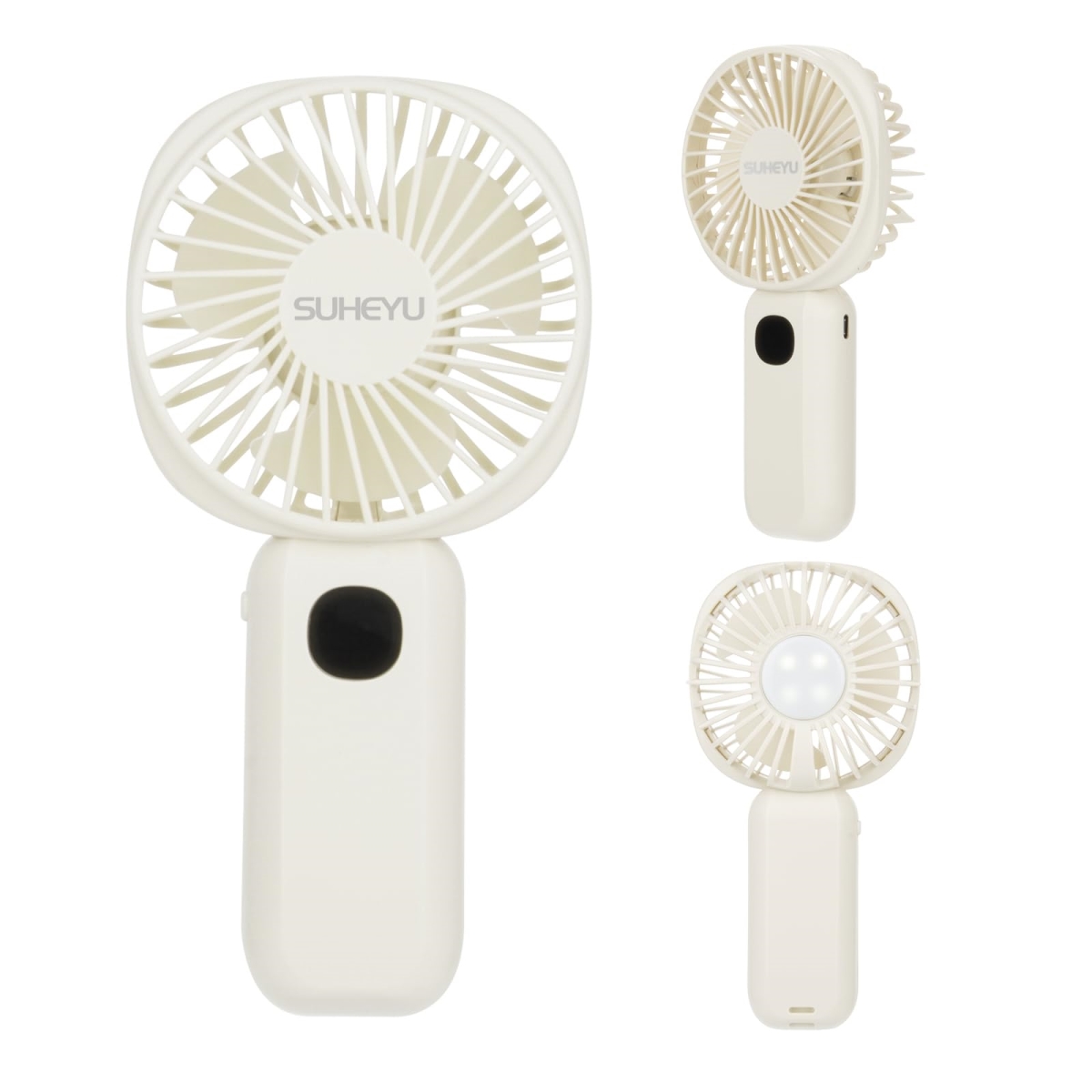 tek NT78040 Portable Handheld Small USB Rechargeable 4000mAh Battery as Power Bank Mini Cooling Fan in LED Nightlight for Travel - White