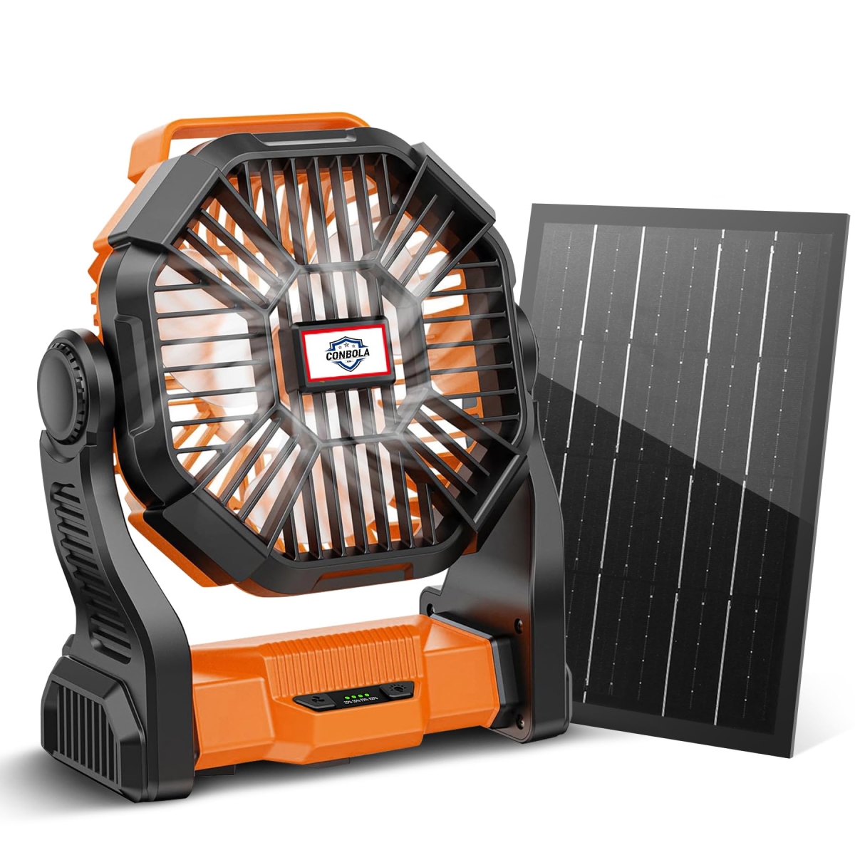 tek  CONBOLA 7W 20000mAh Rechargeable Battery Operated Solar Panel Quiet Camping Tent Fan with LED Lantern, Stepless Speed for Outdoor & Campin