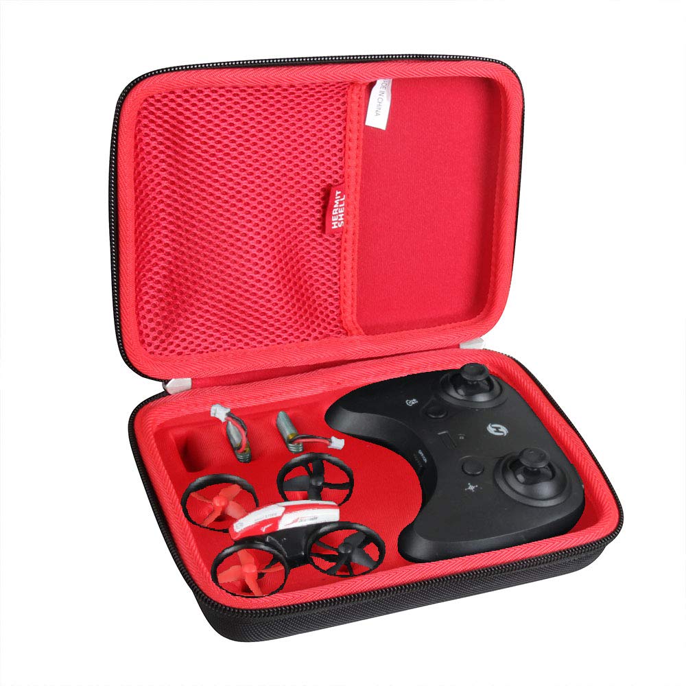 tek NT79672 UNO1RC Hermitshell Hard Travel Case for Holy Stone HS210 Mini Drone RC Nano Quadcopter Indoor Small Helicopter Plane - Black Plus Red