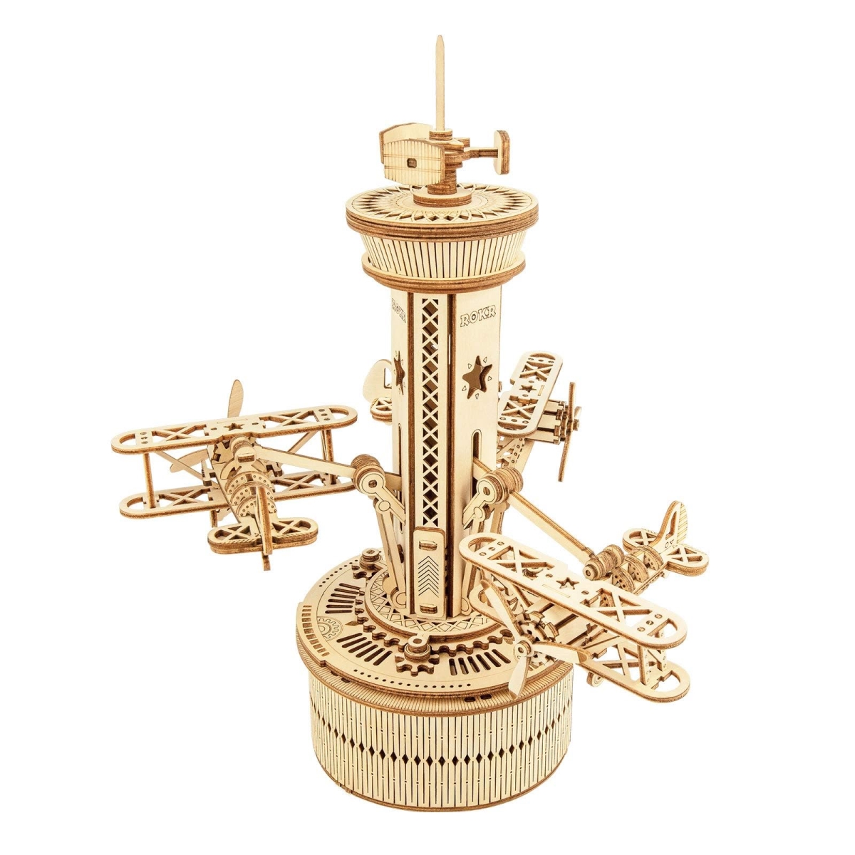 tek NT79715 ROKR 3D Wooden Puzzle 10 DIY Mechanical Model Building Kit, Airplane Tower Music Box Gifts for Boys, Girls, Parents & Family