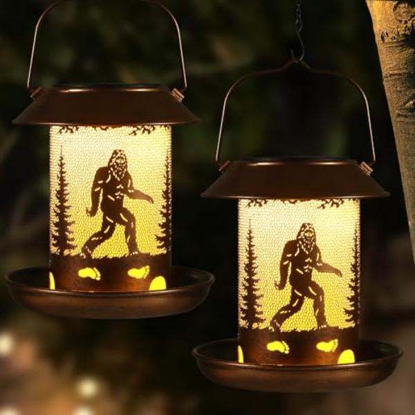 tek NT79727 Bird Feeders for Outdoor - Solar Lanterns Waterproof Metal LED Lanterns for Yard, Patio, Lawn & Pathway - Pack of 2