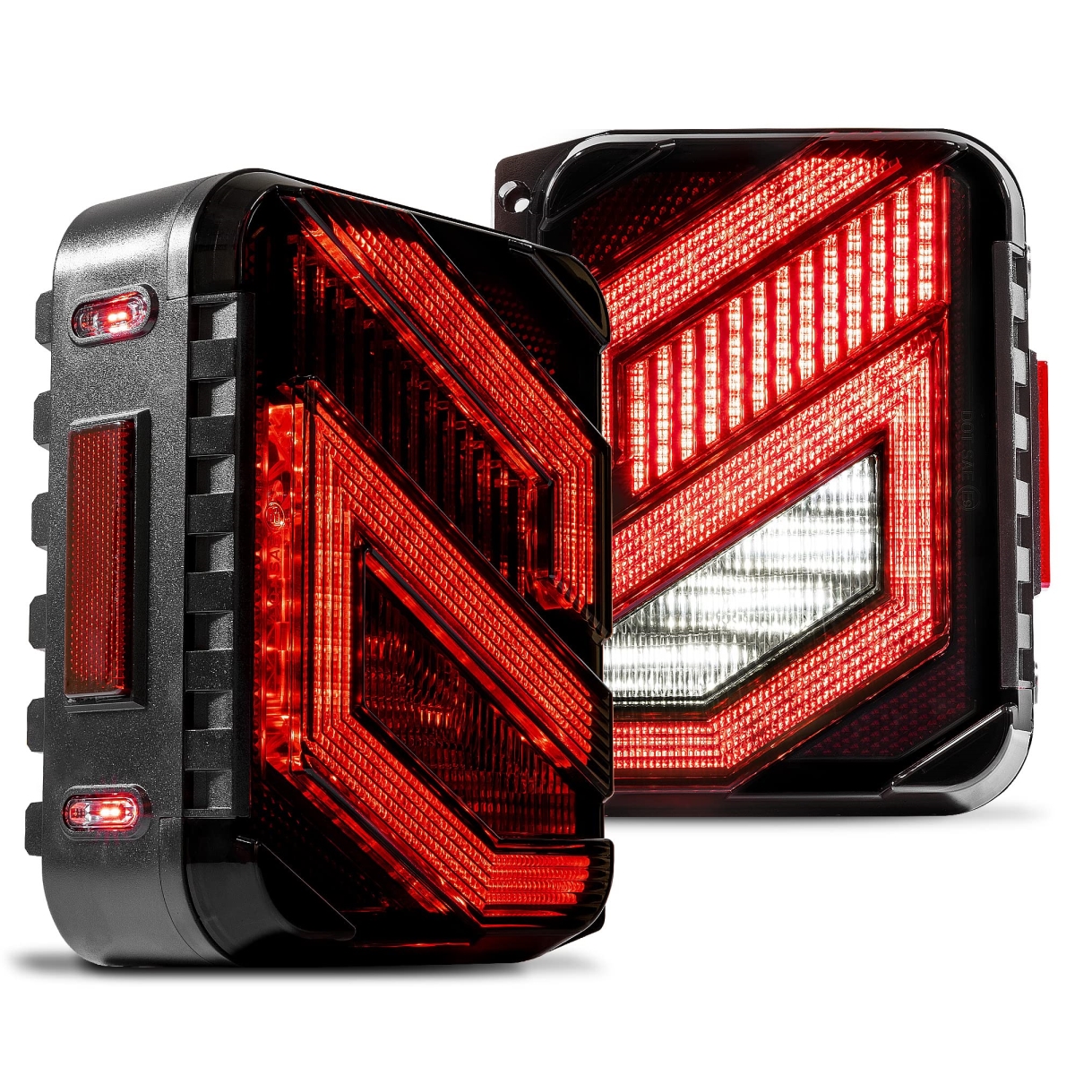 tek  True Mods LED Dark-Smoked Turn Signal & Reverse Z-Shape Sport Sahara Rubicon Unlimited Stop Rear Brake Tail Lights for 2007-2018 Jeep Wrangler JK