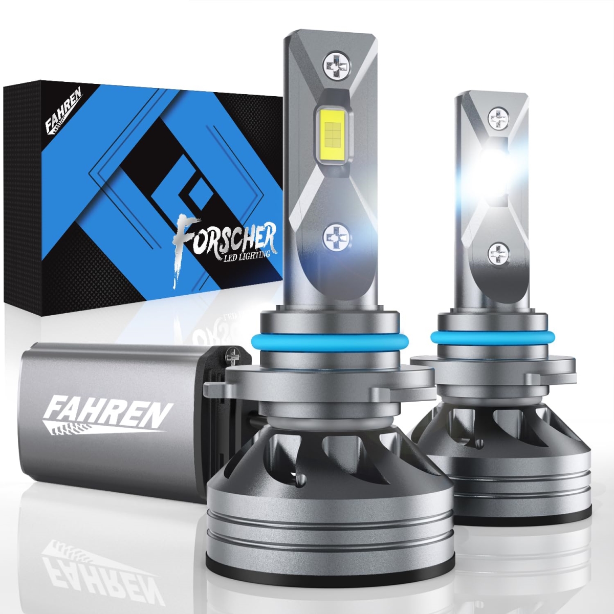 tek UNO1RC FAHREN 9006 & HB4 Driving Bulbs, 22000 Lumens Super Bright 6500K Cool White 9006 Driving Fog Bulb, IP68 Waterproof Pack of 2