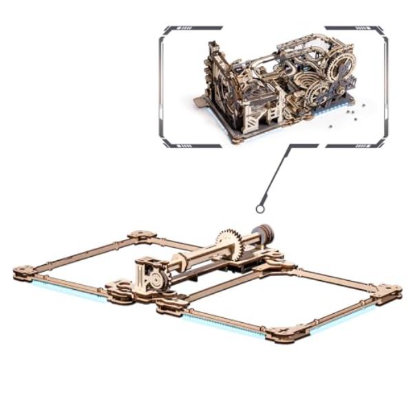 Picture of tek NT82013 ROBOTIME 3D Wooden Puzzles Marble Run Link LG01 - Marble Spaceport LGC01 Plus Marble Night City LGA01 Connector Kit for Adults