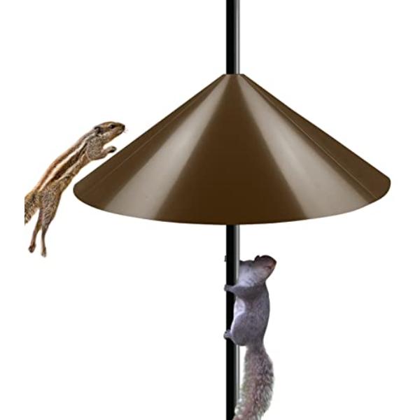 tek NT82310 19 in. Wide Squirrel Baffle for Bird Feeder Pole, Outside Pole Mount Stopper & Bird House Guard for Outdoor Shepherds Hook, Brown