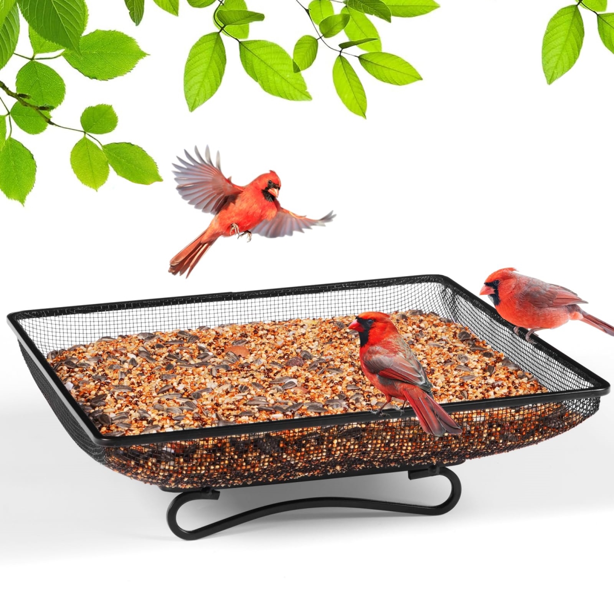 tek  MIXXIDEA 11 x 11 in. Ground Metal Platform Mesh Seed Bird Feeder Tray, Great Attracting Garden Yard Decoration for Wild Birds Squirrels Dove