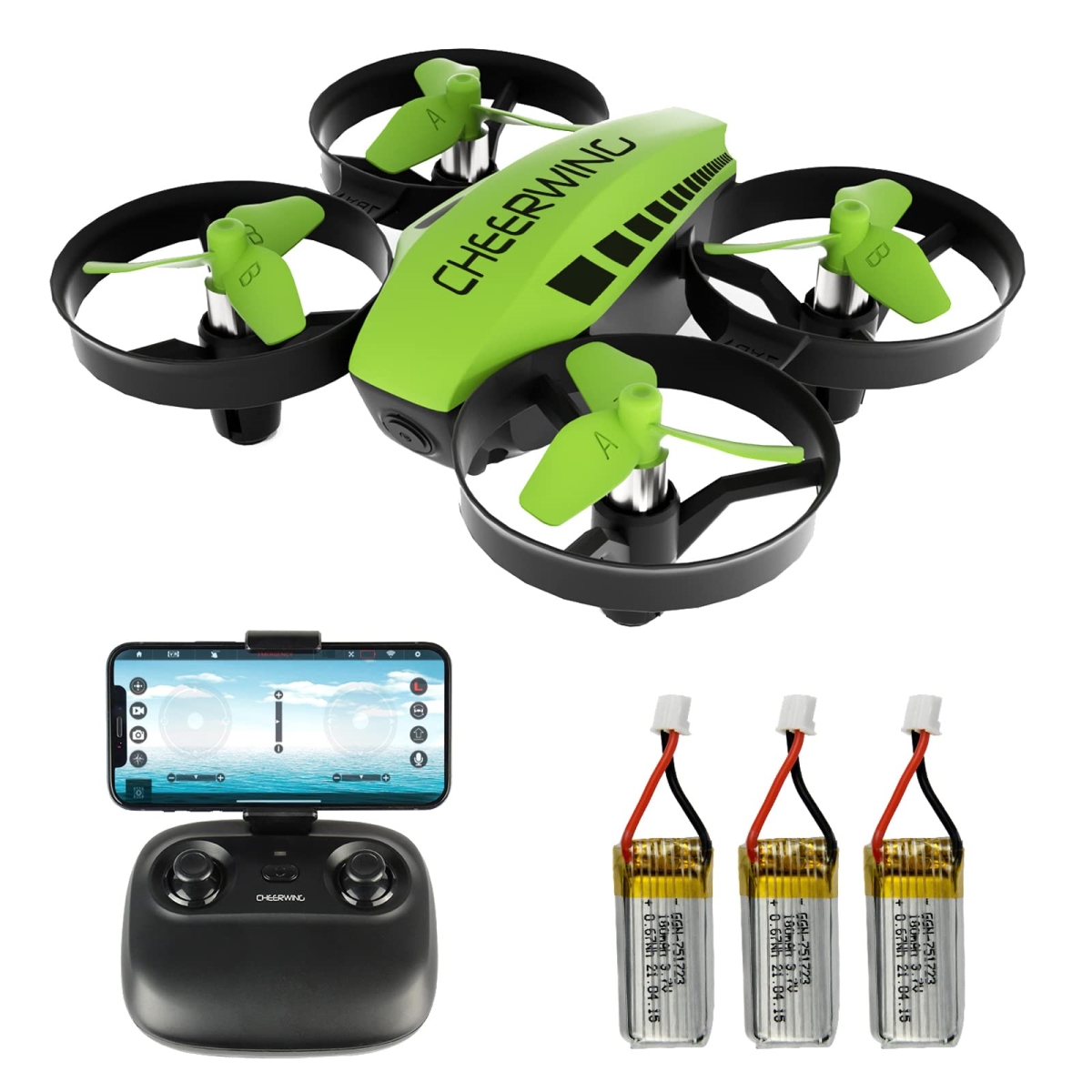 tek NT83065 Cheerwing CW10 Mini RC Drone with Camera for Kids Wi-Fi FPV Drone, Gift Toy for Boys & Girls with Auto Hovering, Voice Control