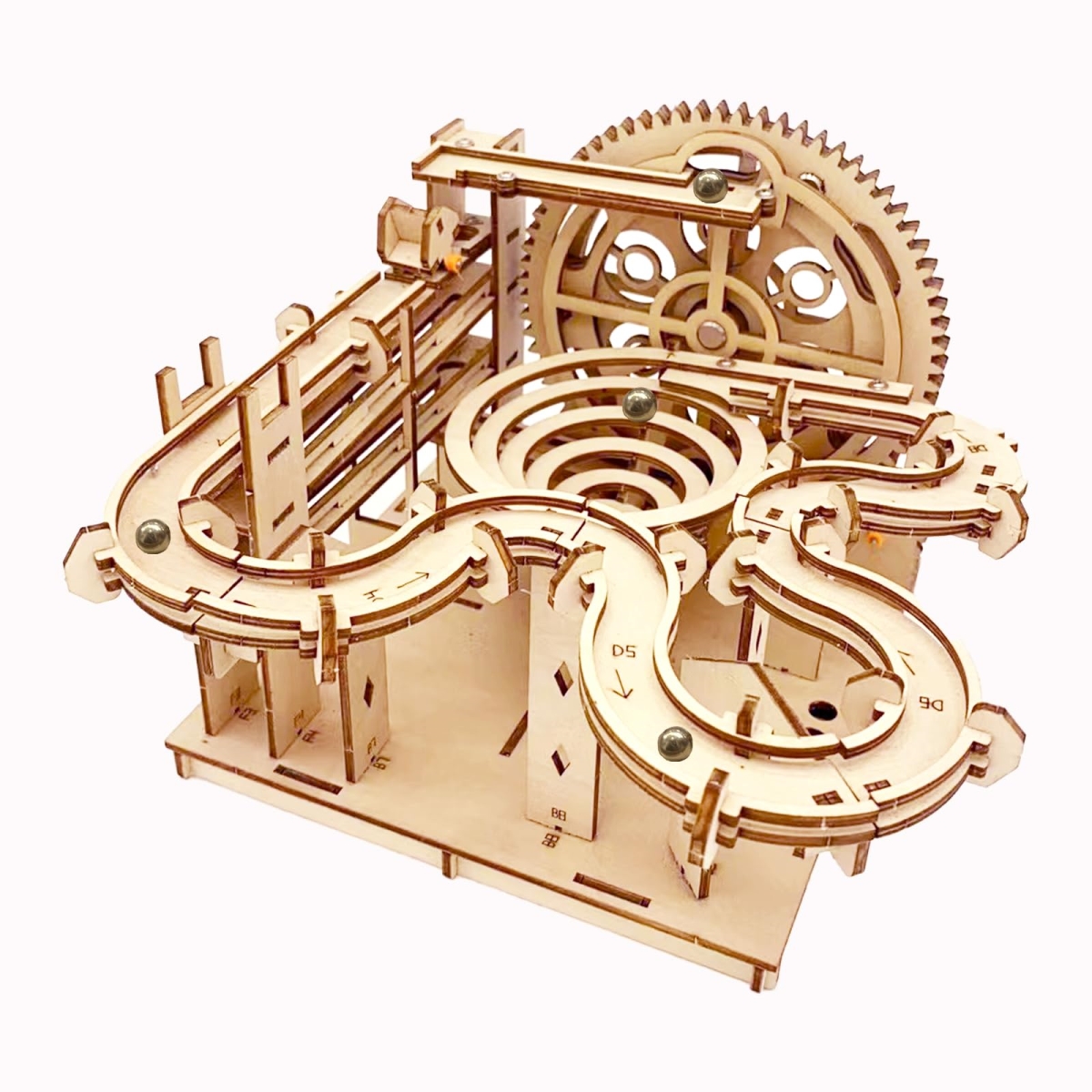 Picture of tek NT83183 3D Wooden Marble Run DIY Mechanical Puzzle Assembly Crafts to Build Wood Model Kit for Adults & Teens Age 14 Plus Years Old
