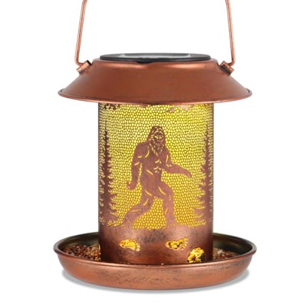 tek NT83230 Bigfoot Pattern Metal Waterproof Wild Bird Feeder Lantern Light for Outdoors Hanging, Garden Decor
