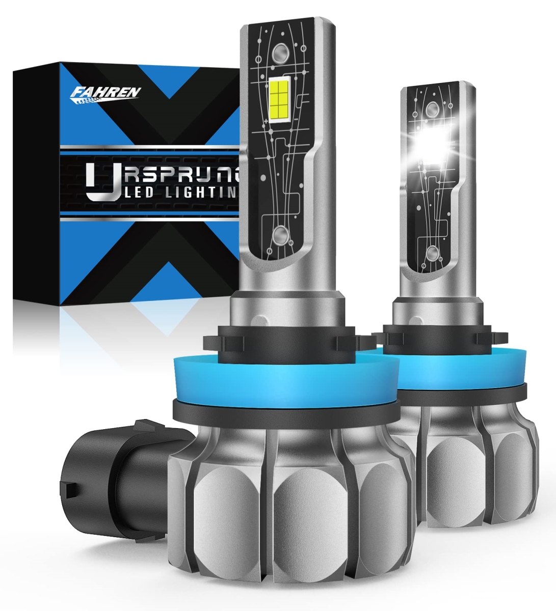 tek NT75513 Fahren H11, H8, H16 LED 12000 Lumens 500 Percent Brighter 60000 Hours Lifespan Fog Light Bulbs, 6500K Cool White - Pack of 2
