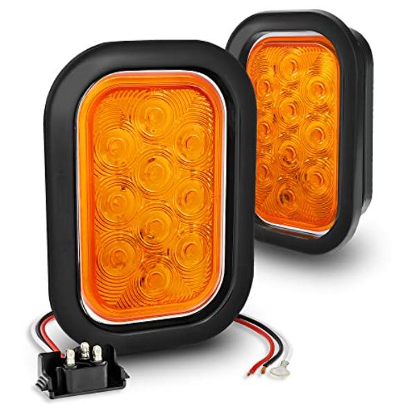 tek  5 x 3, 3 x 5 in. True Mods Rectangle Grommets & Plugs LED Trailer Tail Light Kit for Tow Truck & 80 in. Wide Trailer, Amber - 2 Piece