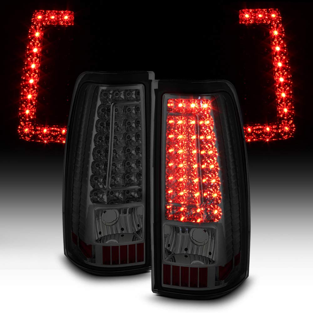 tek NT77020 ACANII 2003 2004 2005 2006 Silverado C Shape LED Tail Lights Brake Lamps Set for Smoke