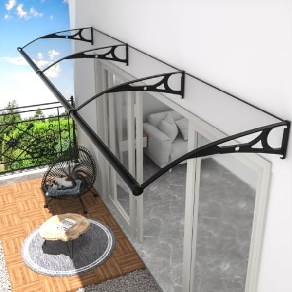 tek NT77522 Window Door Awnings Exterior with Polycarbonate Board Aluminum Bracket for Patio - Protect Against Light, Rain & Snow