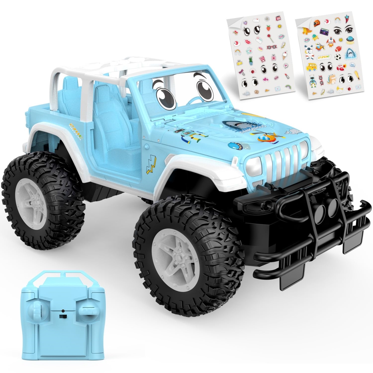 tek NT78692 NQD 2.4GHz RC 1-16 Scale Remote Control Car - 80 Min Play, Off Road Truck Toy Car with Stickers, Gift for Kids - Blue