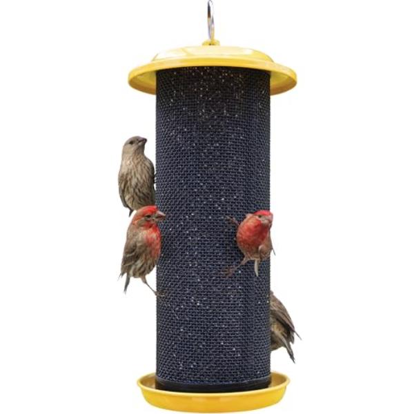 tek  Natures Way 2.125 Quart Sunglow Metal Mesh Bird Feeder for Mixed Seed, Easy-Clean & Fill Design for Wild Birds, Outdoor Decor, Yellow