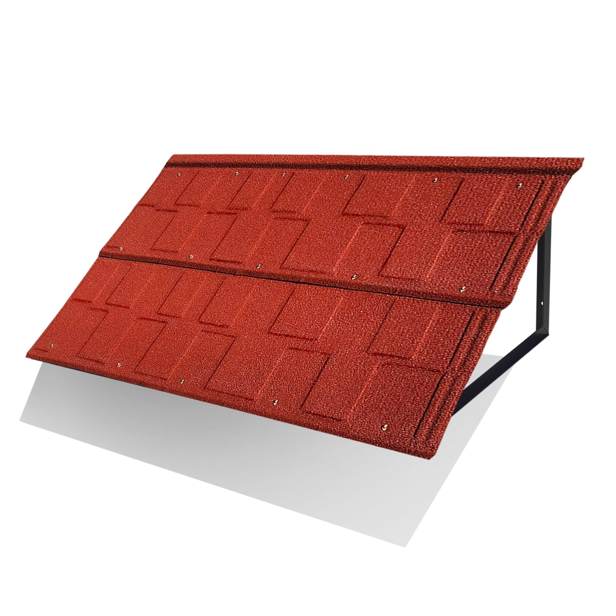 tek  Fixed Metal Awning 52 in. W x 31 in. H, Triangle Steel Frame with Tile-Shaped Metal Cover for Door, Window, Porch & Balcony - Red