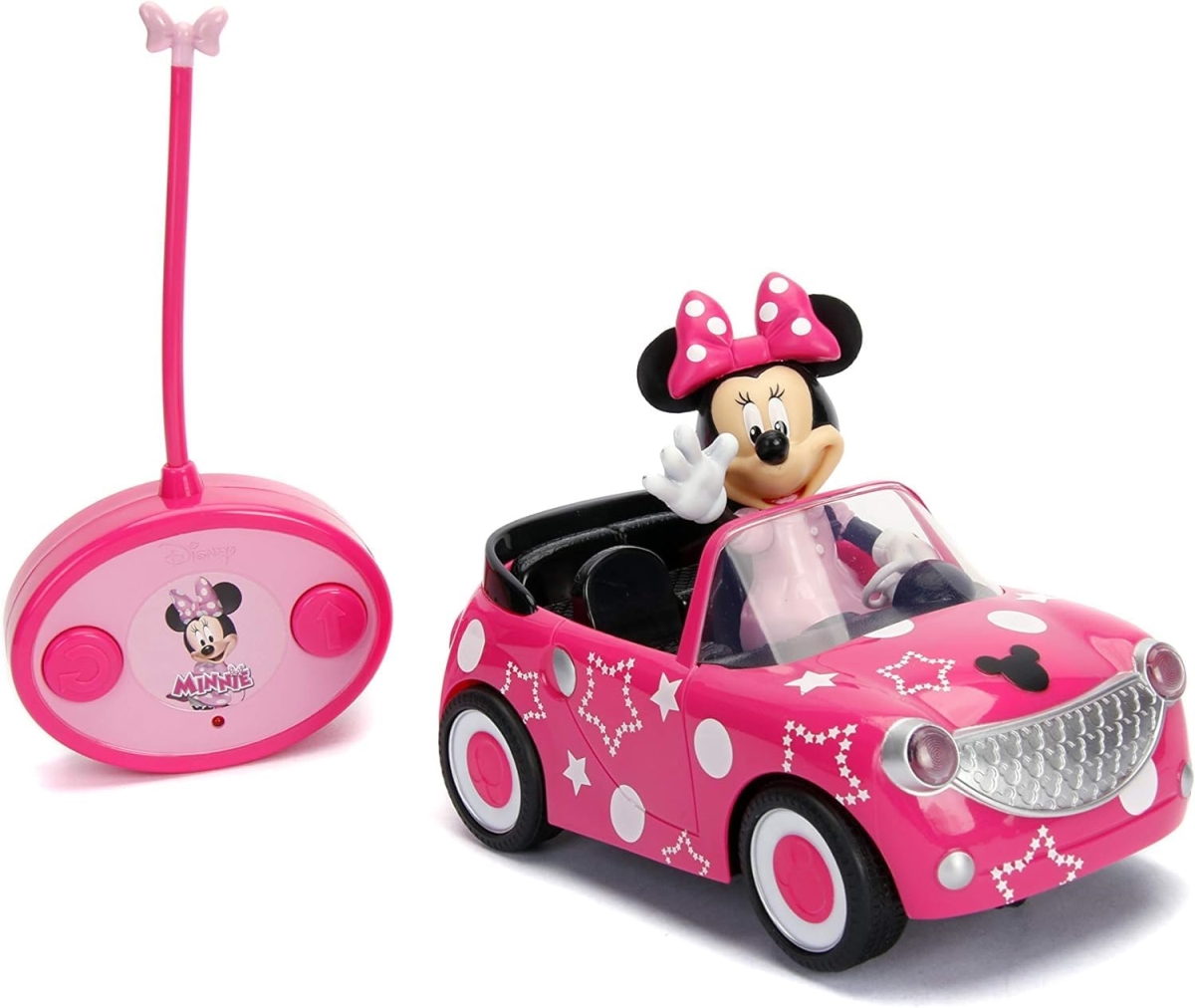 tek NT79023 UNO1RC Disney Junior 7.5 in. Minnie Mouse Roadster RC Remote Control Car Pink 27MHz, Toys for Kids, Pink with Stars & Polka Dots