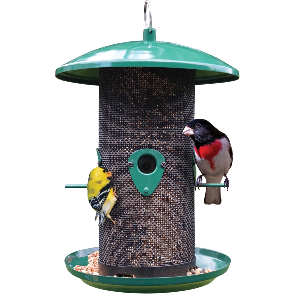 tek  Natures Way 2.5 Quart Verdigris Metal Mesh Bird Feeder for Mixed Seed, Easy-Clean & Fill Design for Wild Birds, Outdoor Decor, Green