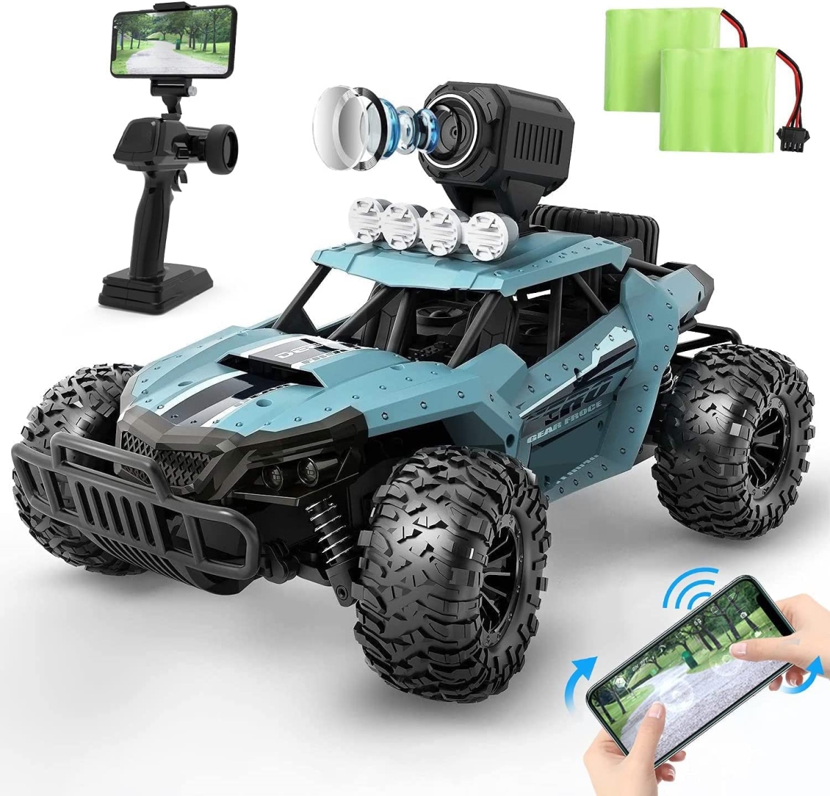 tek  DEERC DE36W 2.4GHz Remote Control 1-16 Scale High Speed Off-Road Monster RC Truck with 1080P HD FPV Camera & 60 Min Playtime for Kids & Adults