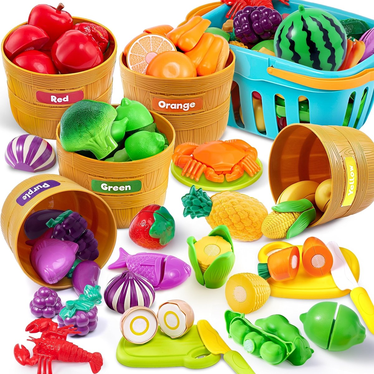 Picture of tek NT80744 JOYIN Learning Toys Play Food Set - Pretend Play Kitchen Accessories & Color Sorting Set for Boys & Girls