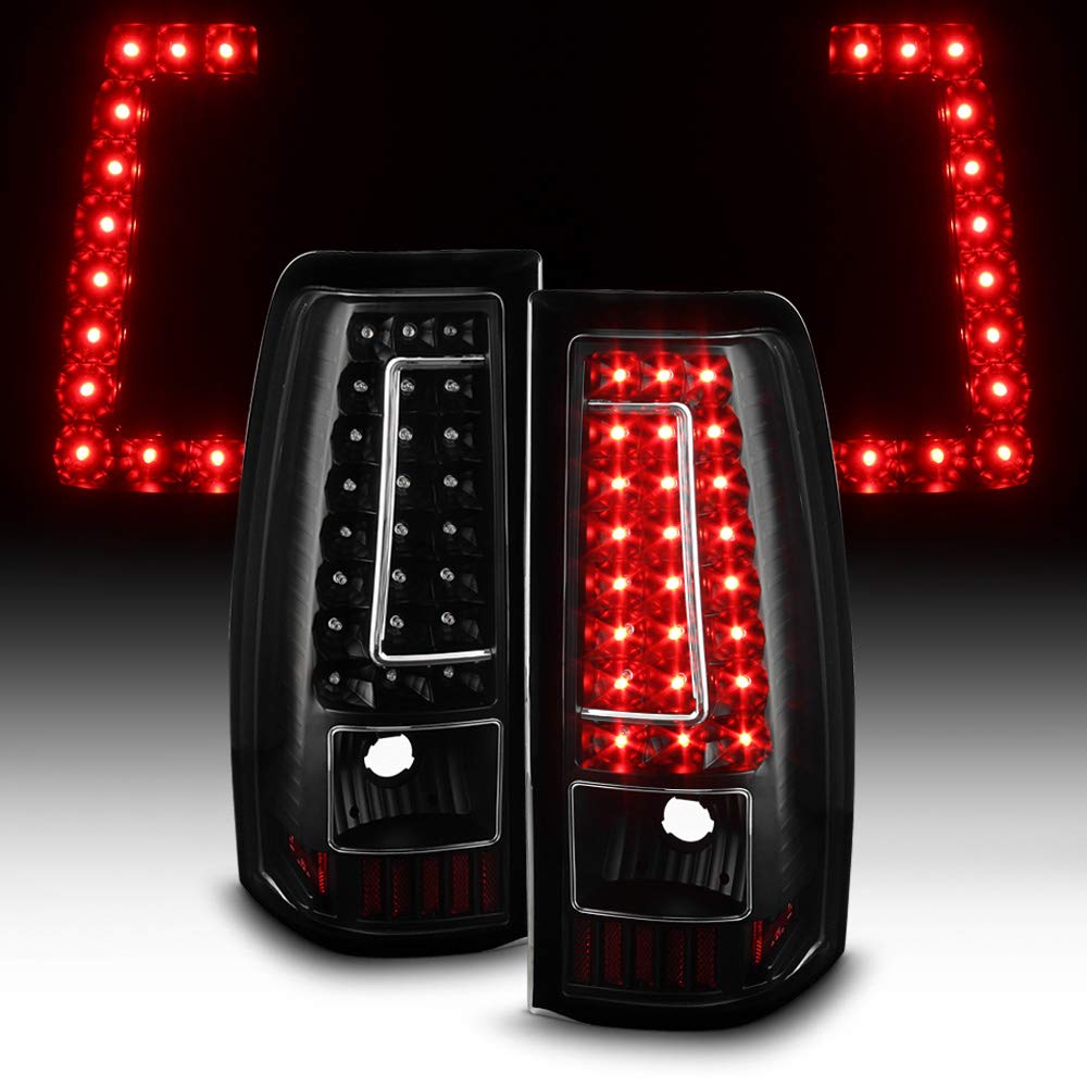 tek NT80843 UNO1RC ACANII for 2003-2006 Chevy Silverado 1500 2500HD 3500HD Black Housing LED Tail Lights Brake Lamps Left Plus Right