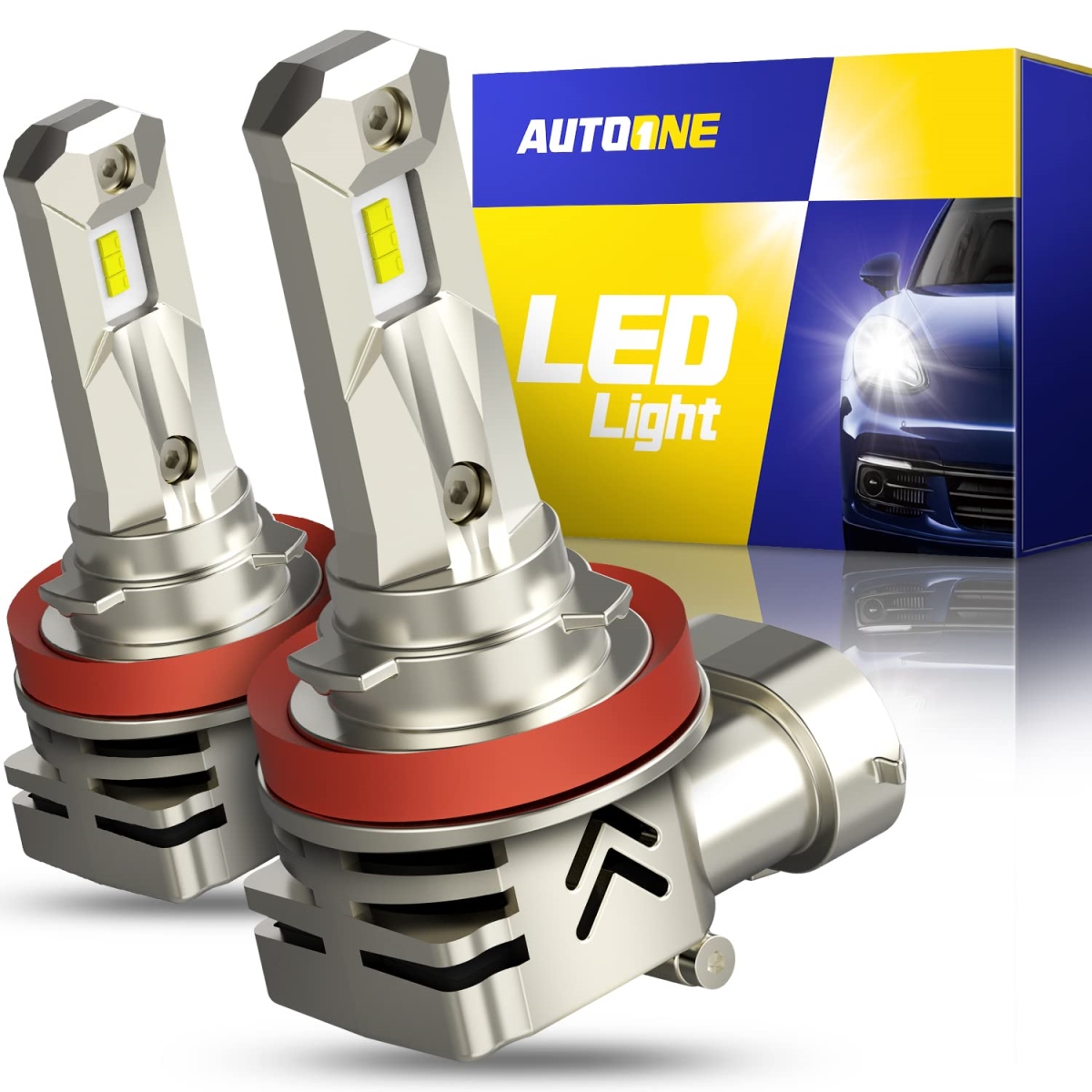 tek NT81228 UNO1RC AUTOONE H11 LED Fog Bulbs, H8 H9 Fog Lights 18000LM Super Bright 6000K Cool White, Plug & Play, Pack of 2
