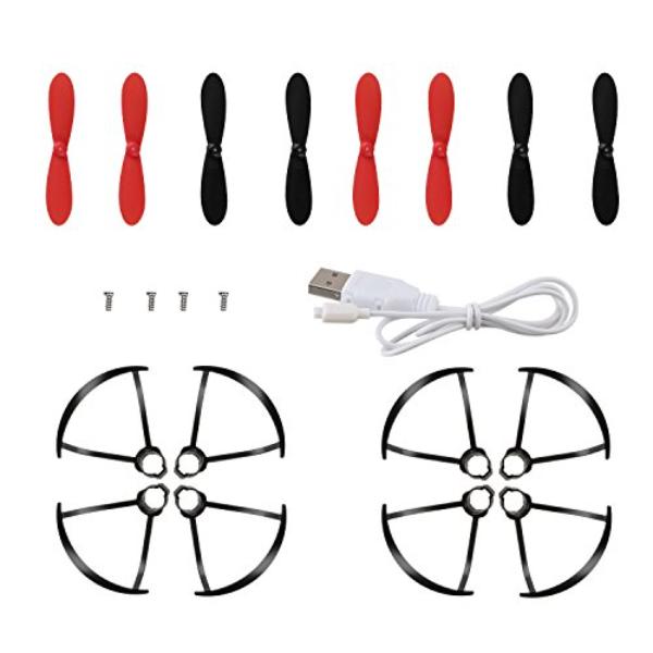 tek  UNO1RC Holy Stone HS190 HS190W RC Drone Quadcopter Spare Parts Crash Pack - 2 Spare Blades Sets Plus 2 Propeller Guard Sets Plus 1 Charging Cable