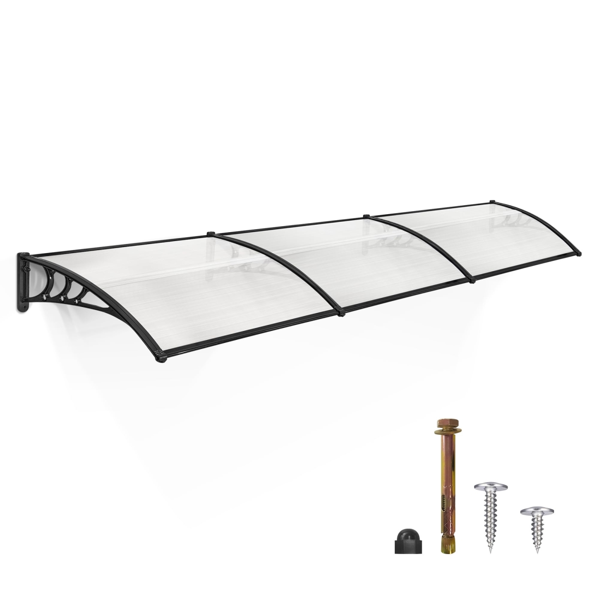 tek NT82517 40 x 120 in. MCombo Window Awning Outdoor Polycarbonate Hollow Sheet Door Patio Canopy - White & Black