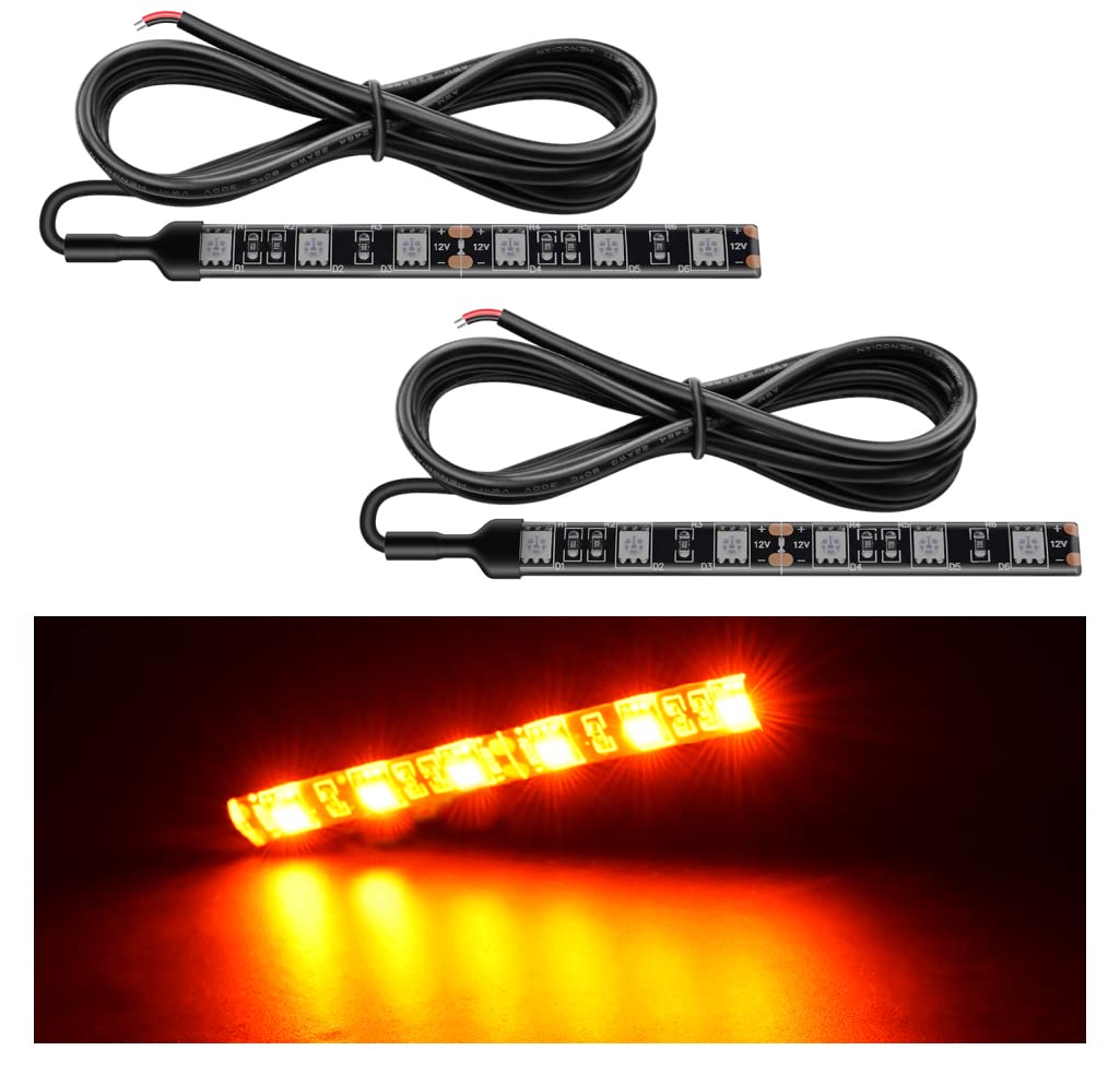 tek NT82705 Nilight 6-5050-SMD Waterproof Flexible Turn Signal Backup License Plate Universal Lights Strip for Motorcycle, Amber - 2 Piece