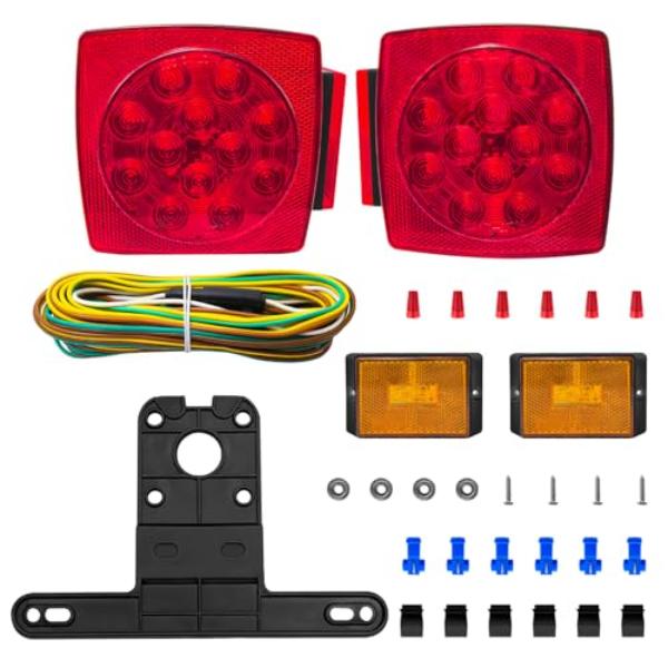 Picture of tek NT83221 Wiring Harness Waterproof Submersible Side Marker Stop Brake Turn Signal Reverse LED Tail Trailer Light Kit for Bus&#44; Lorry&#44; Camper&#44; Boat&#44; Truck - Red