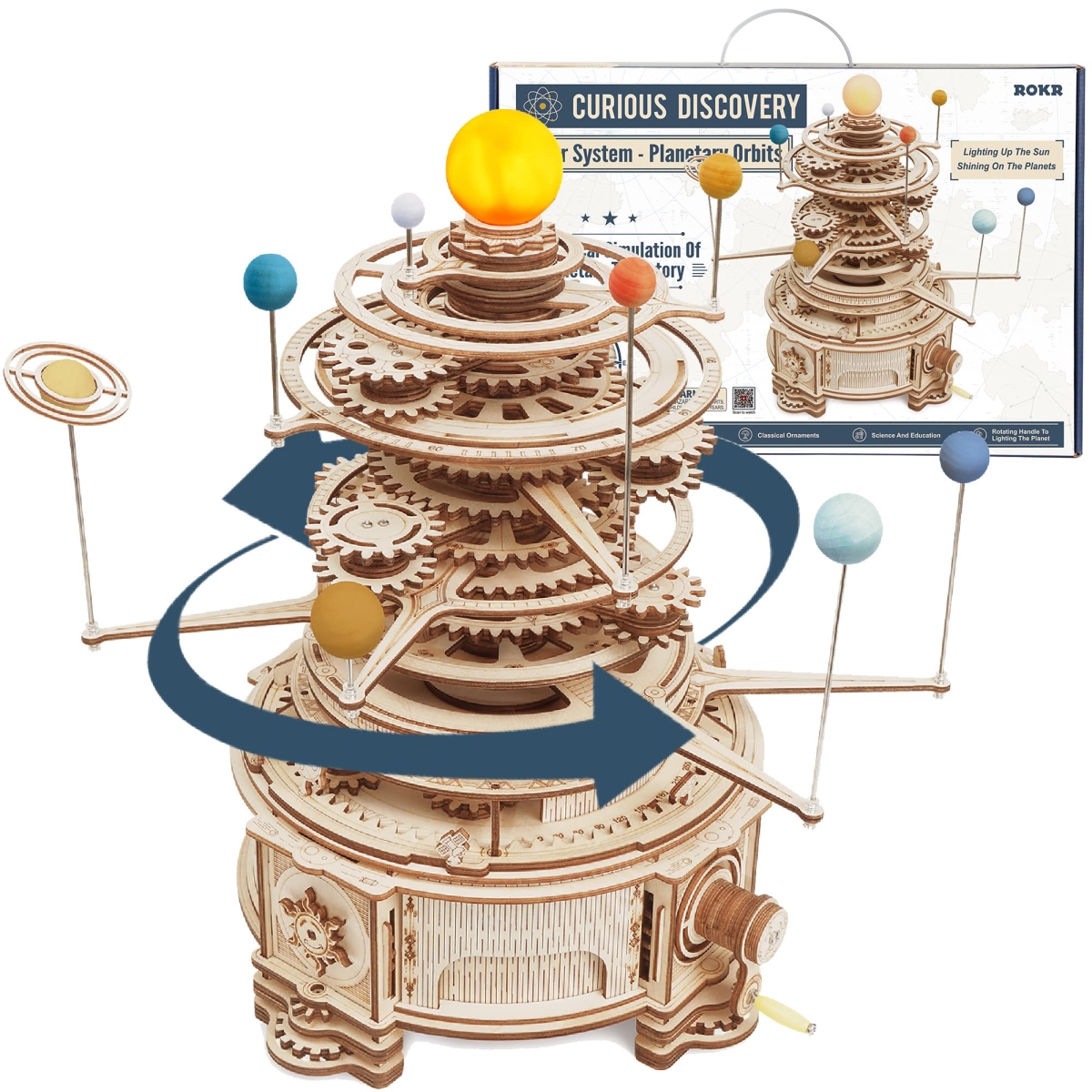 Picture of tek NT83356 ROKR 3D Wooden Puzzles Orrery Solar System Model Kit Crafts for Teens & Adults&#44; Gift for Fathers Day