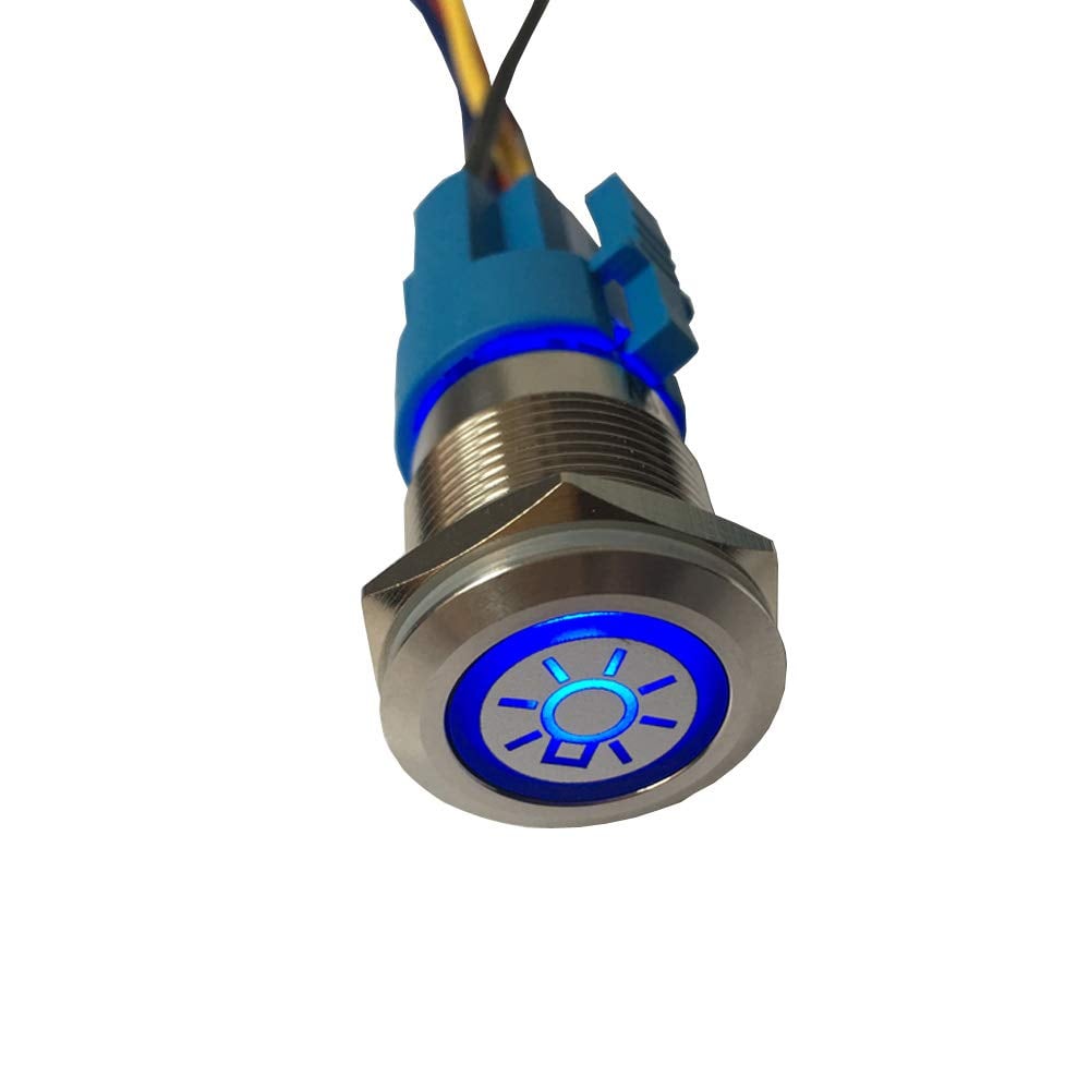 Picture of tek NT83368 ESUPPORT 19mm 12V Car Vehicle LED Light Headlight Push Button Metal Toggle Switch Socket Plug&#44; Blue