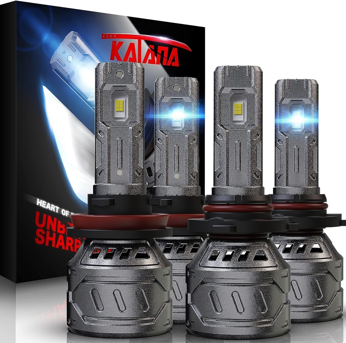tek NT80315 KATANA 9005-H11 LED Fog Light Bulbs, 16000LM 70W 6500K Super Bright White, Plug & Play - Mini Size, Pack of 2