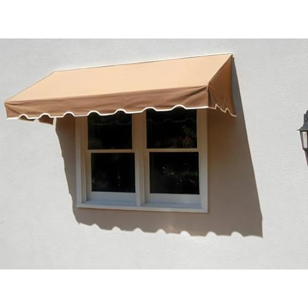 tek NT80454 6 ft. Wide Door & Window Sunbrella Canvas Awning, 5 Colors Plus 3 Sizes, Classic, Linen