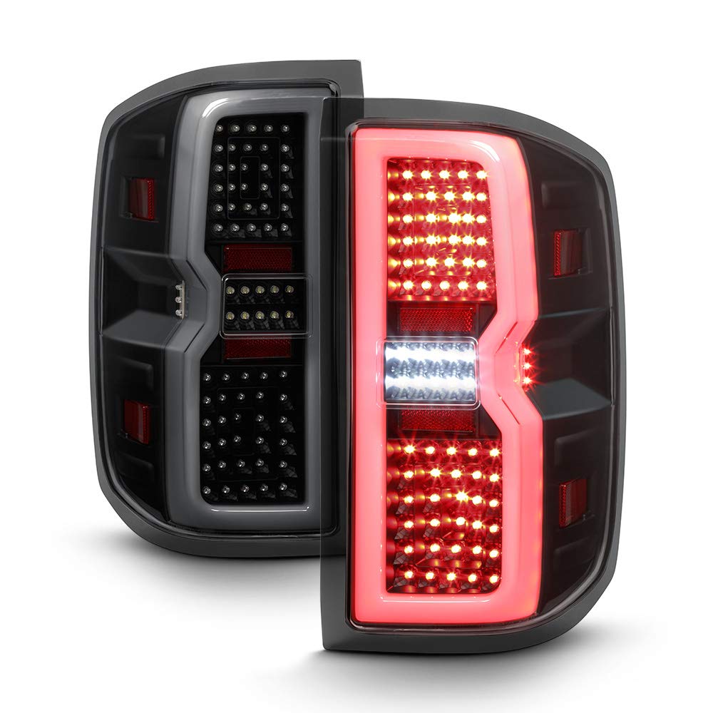 tek NT80474 UNO1RC ACANII for 2014-2018 Chevy Silverado 1500 2500 3500 Black Smoked LED Tail Lights Brake Lamps