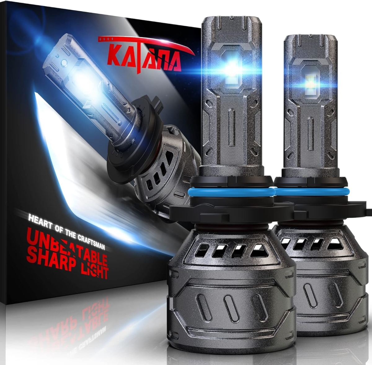 tek NT80611 KATANA 9006 HB4 LED Fog Light Bulbs, 16000LM 70W Super Bright 6500K Cool White, Plug & Play - Mini Size - Pack of 2