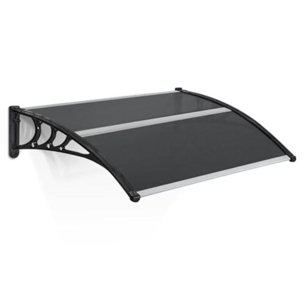 tek NT81906 39 x 38.6 in. MCombo Window Awning Outdoor Polycarbonate Hollow Sheet Door Patio Canopy - Grey & Black