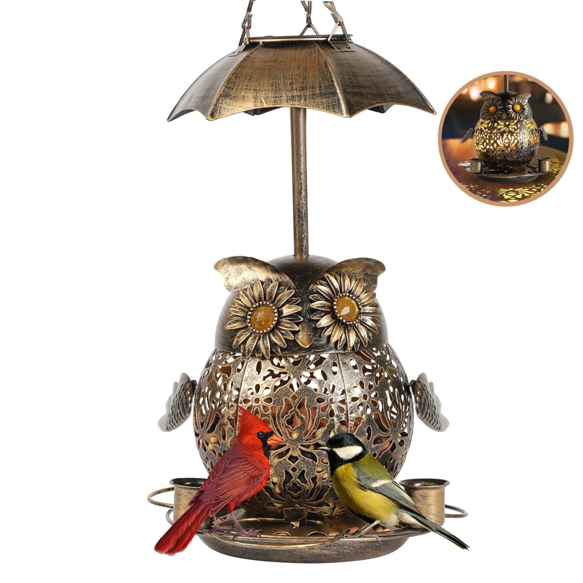 tek NT82104 Squirrel Proof Solar Bird feeders for Outdoors Hanging, Garden, Backyard attracts Wild Birds for Your Viewing