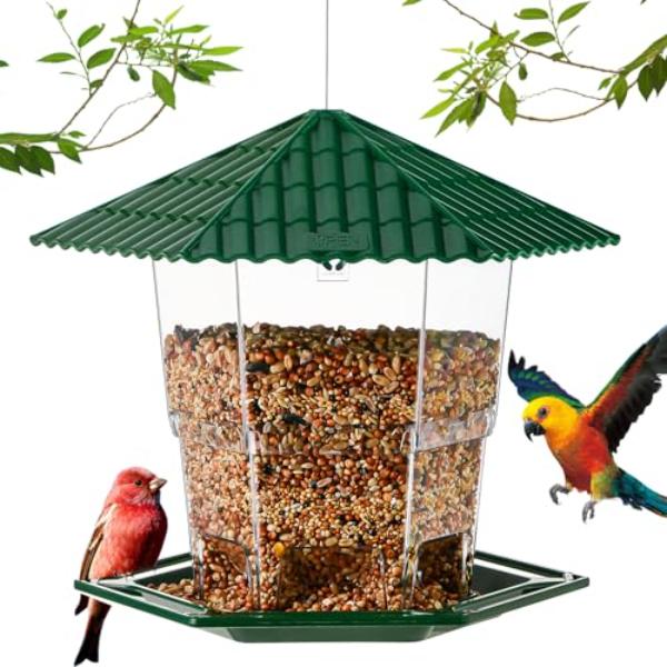 tek NT82121 Hanging Outdoor Bird Feeder Wild Birds Seed, Green